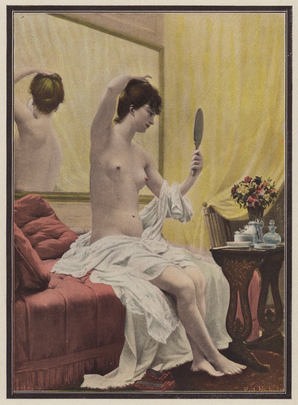Nainen aamukäymälässä (väri litho) tekijältä Celestin Francois (after) Nanteuil