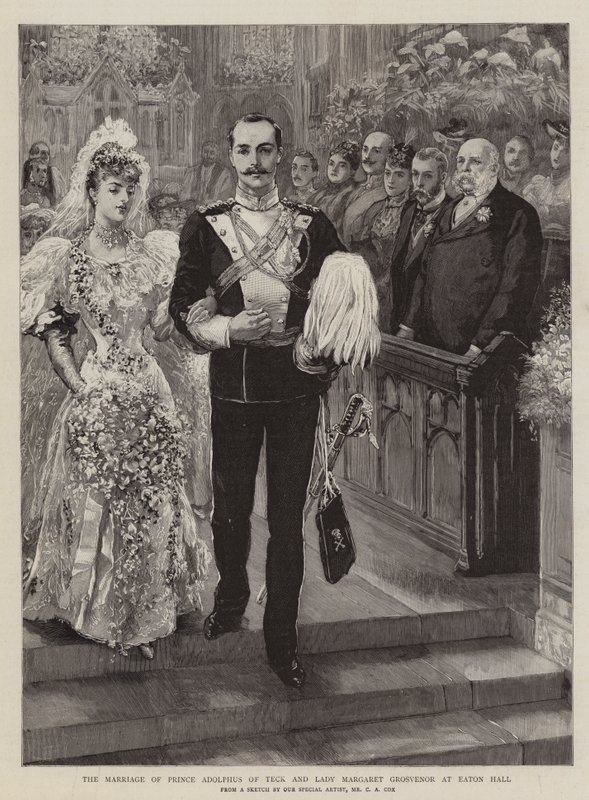 Teckin prinssi Adolphus ja Lady Margaret Grosvenorin häät Eaton Hallissa tekijältä Charles A. Cox