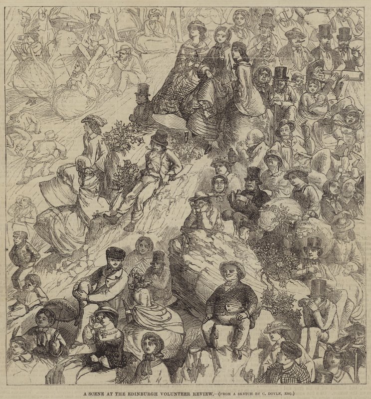 Kohtaus Edinburghissa vapaaehtoistyön katsauksessa tekijältä Charles Altamont Doyle