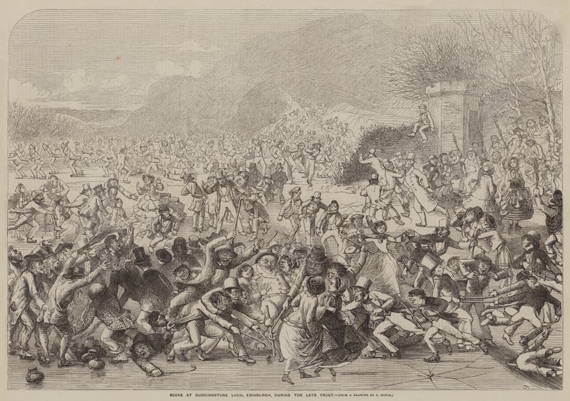 Kohtaus Duddingston Lochissa Edinburghissa myöhäisen pakkasen aikana tekijältä Charles Altamont Doyle
