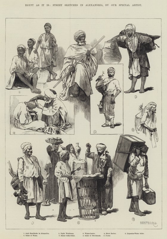Egypti sellaisena kuin se on, Street Sketches Aleksandriassa tekijältä Charles Auguste Loye