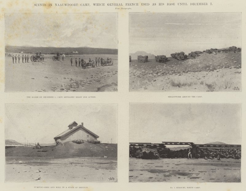 Kohtauksia Naauwpoort Campissa, jota kenraali French käytti tukikohtanaan 7. joulukuuta asti tekijältä Charles Auguste Loye