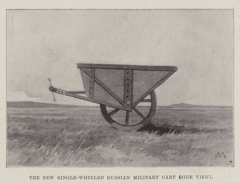 Uusi yksipyöräinen venäläinen sotilaskärry, sivukuva tekijältä Charles Auguste Loye