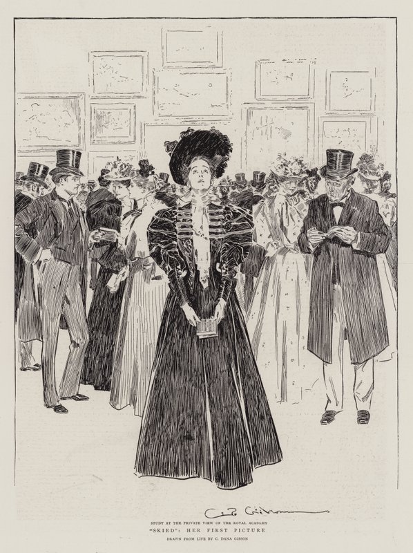 Skied, hänen ensimmäinen kuvansa tekijältä Charles Dana Gibson