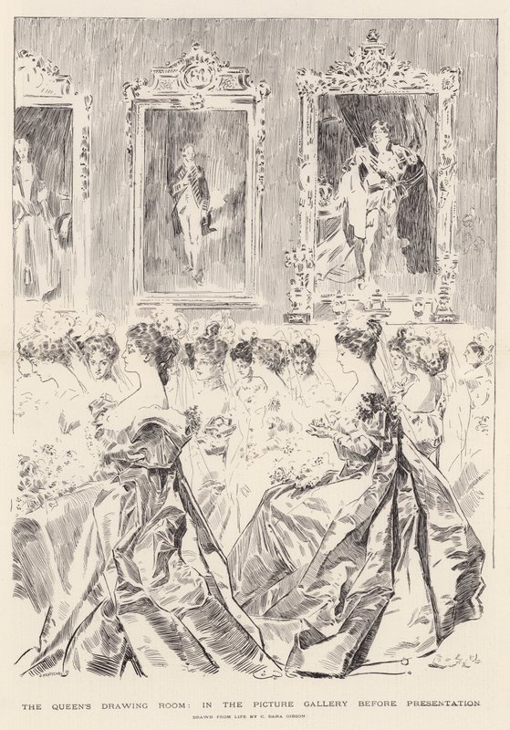 Kuningattaren olohuone, Kuvagalleriassa ennen esitystä tekijältä Charles Dana Gibson