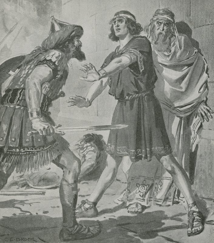 Kroesus, Lydian kuningas, pelastuu kuolemasta kuuron ja mykän poikansa äänellä tekijältä Charles Edmund Brock