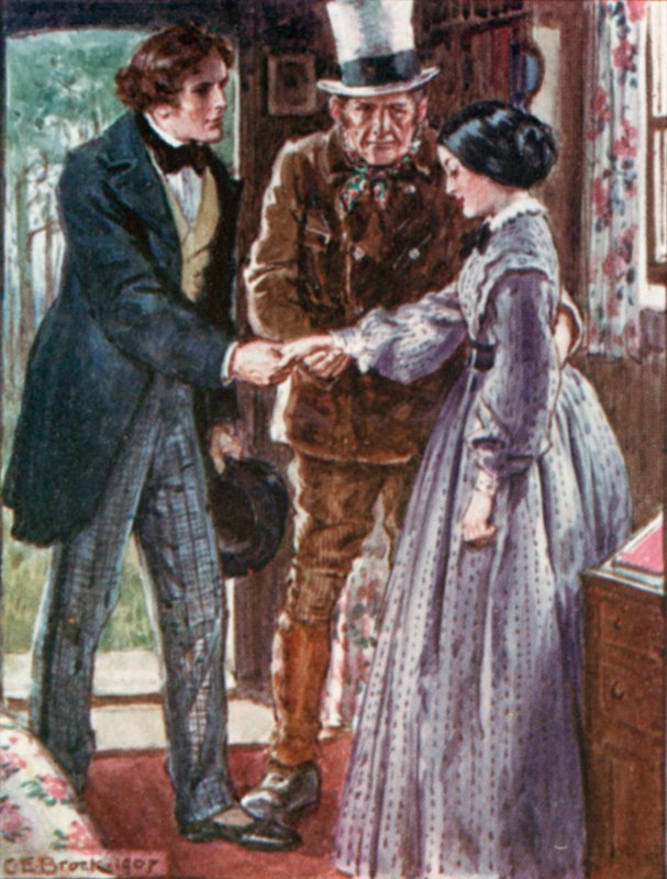 Dickensin kuvitus artikkeliin Doctor Marigolds Prescription (Tohtori Marigoldsin lääkemääräys) tekijältä Charles Edmund after Brock