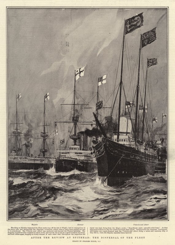 Spitheadissa pidetyn tarkastuksen jälkeen laivaston hajaantuminen tekijältä Charles Edward Dixon