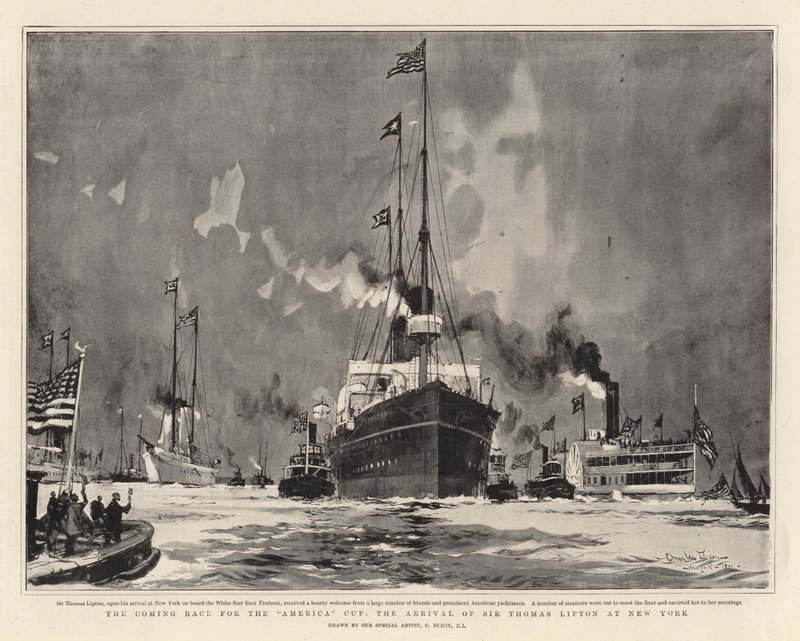 Coming Race for America Cupin, Sir Thomas Liptonin saapuminen New Yorkiin tekijältä Charles Edward Dixon