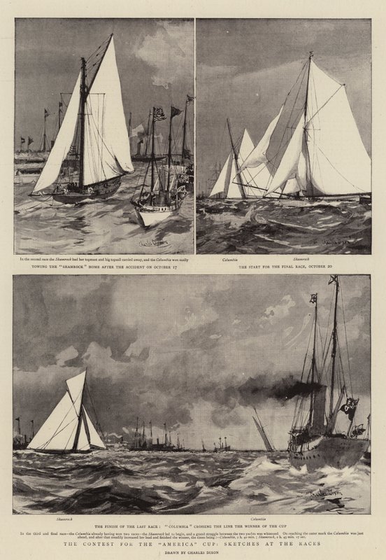 America Cupin kilpailu, Sketches at the Races tekijältä Charles Edward Dixon