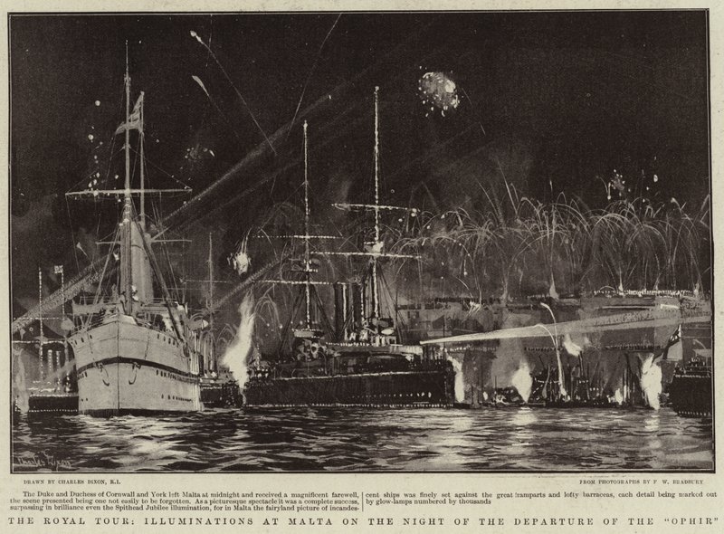 Royal Tour, Illuminations Maltalla Ofirin lähtöyönä tekijältä Charles Edward Dixon