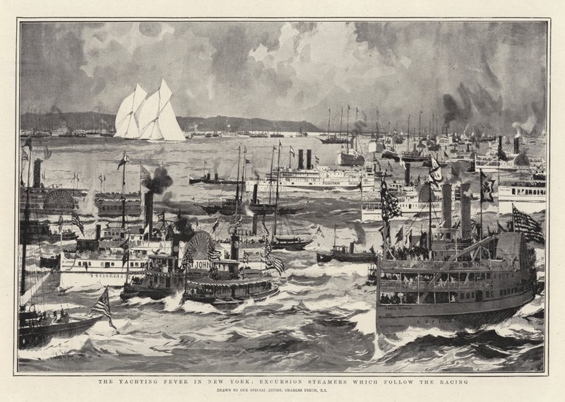 Yachting Fever New Yorkissa, Excursion Steamers, jotka seuraavat kilpaa tekijältä Charles Edward Dixon