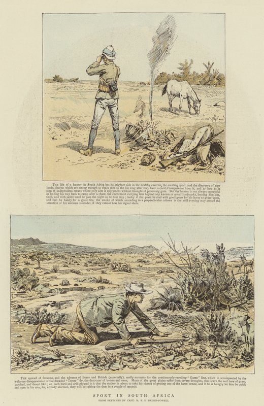 Urheilu Etelä-Afrikassa (chromolitho) tekijältä Charles Edwin Fripp