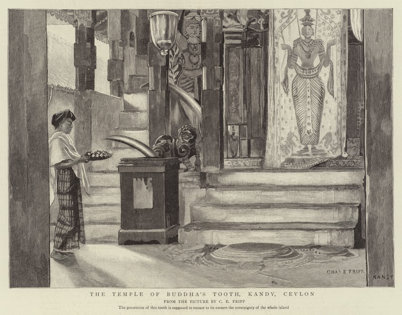 Buddhan hampaan temppeli, Kandy, Ceylon tekijältä Charles Edwin Fripp