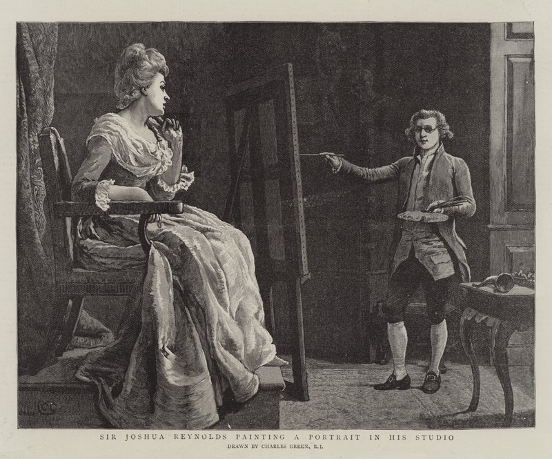 Sir Joshua Reynolds maalasi muotokuvan studiossaan tekijältä Charles Green