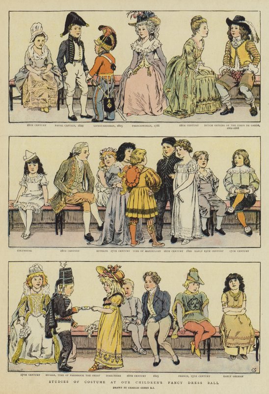 Pukututkimukset Lasten Fancy Dress Ballissa (chromolitho) tekijältä Charles Green