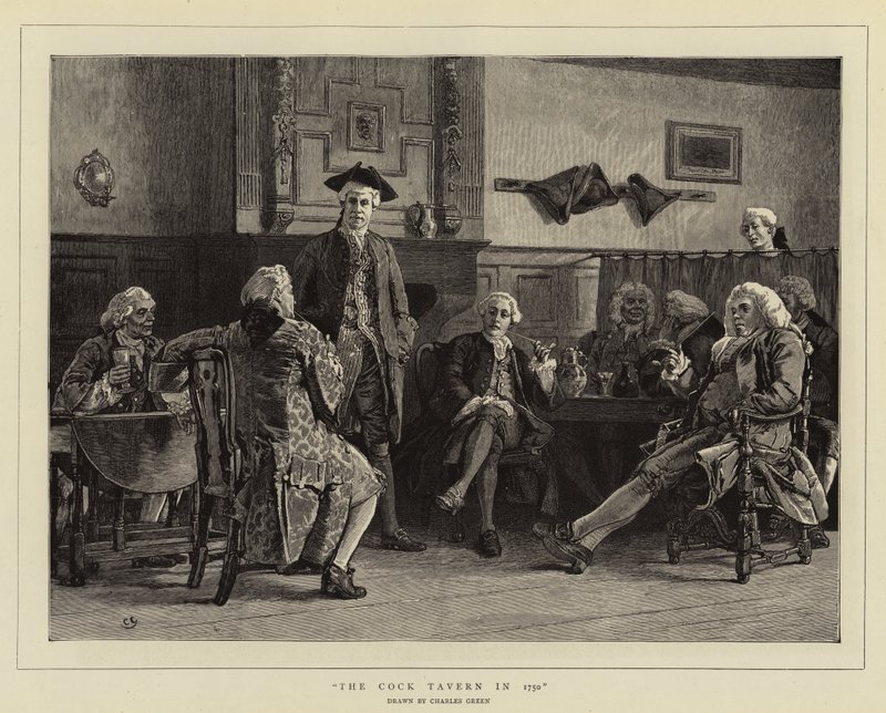 Cock Tavern vuonna 1750 tekijältä Charles Green