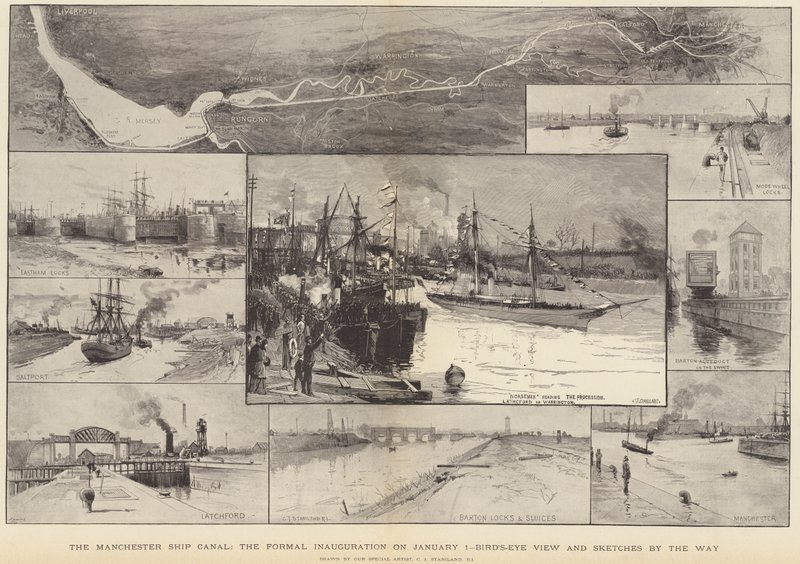 Manchester Ship Canal, viralliset avajaiset 1. tammikuuta tekijältä Charles J. Staniland