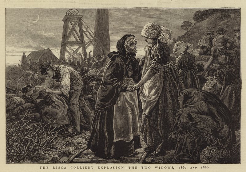 Risca Collieryn räjähdys, kaksi leskeä, 1860 ja 1880 tekijältä Charles J. Staniland