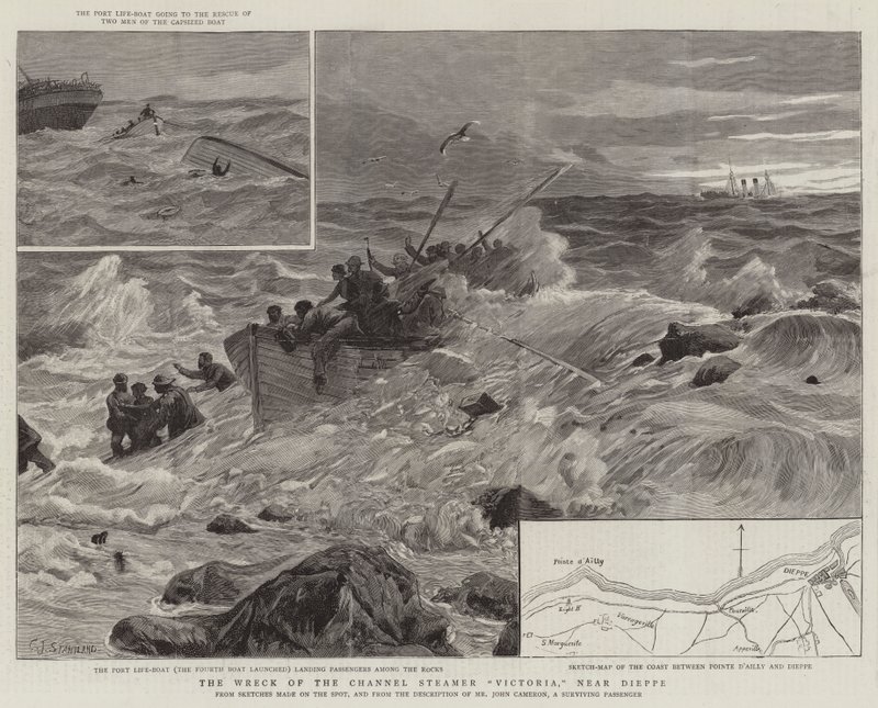 Channel Steamer Victorian hylky Dieppen lähellä tekijältä Charles J. Staniland