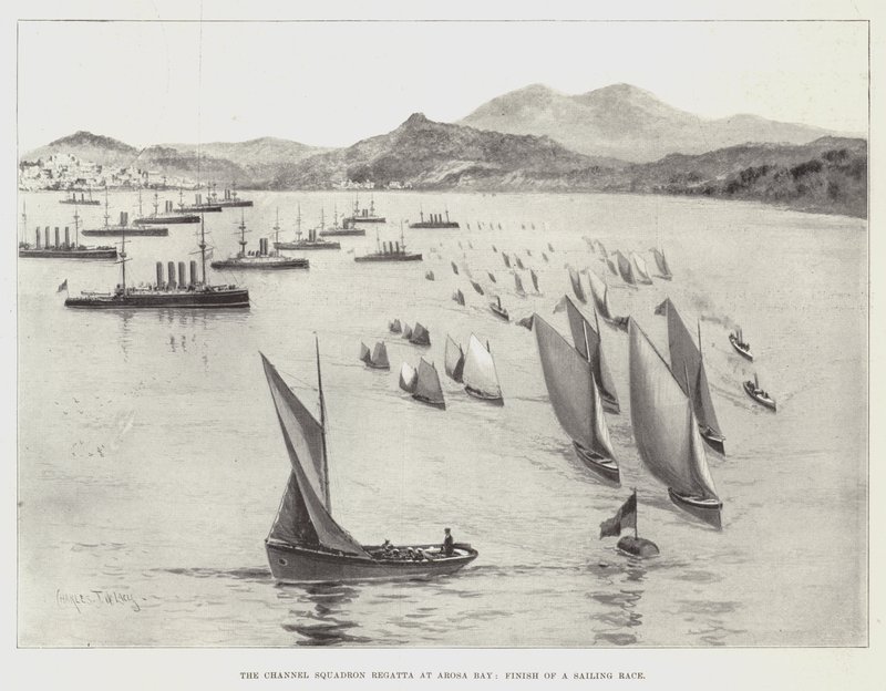 Channel Squadron Regatta Arosa Bayssa, purjehduskilpailun maali tekijältä Charles John de Lacy