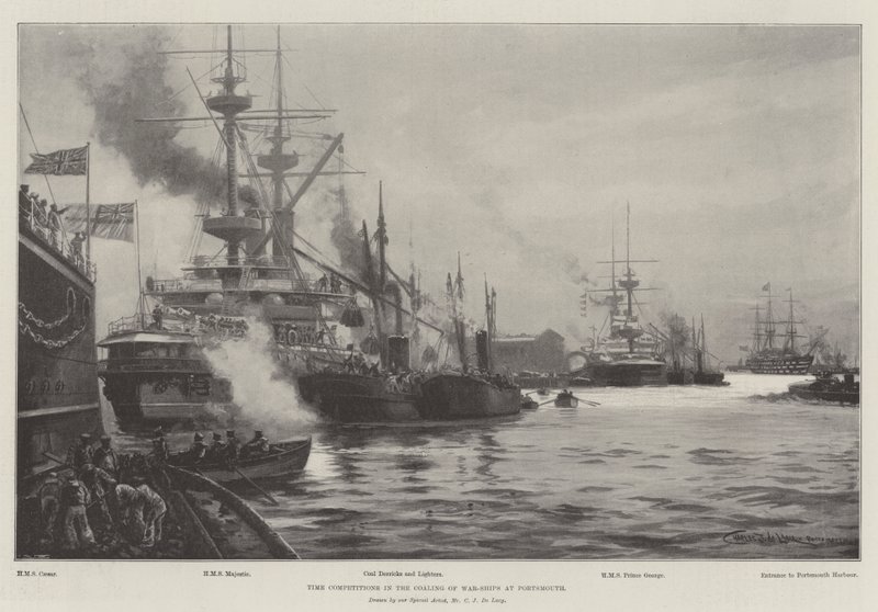Aikakilpailut sotalaivojen pinnoittamisesta Portsmouthissa tekijältä Charles John de Lacy