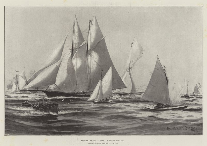 Tyypillisiä kilpahuveja Cowes Regattassa tekijältä Charles John de Lacy