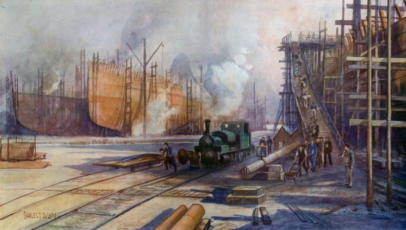 Suuri telakka - kiireinen kohtaus tekijältä Charles John de after Lacy