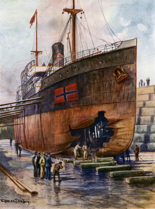 Höyrylaiva kuivatelakalla tekijältä Charles John de after Lacy