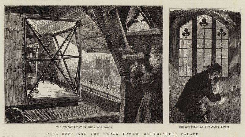 Big Ben ja kellotorni, Westminsterin palatsi tekijältä Charles Paul Renouard