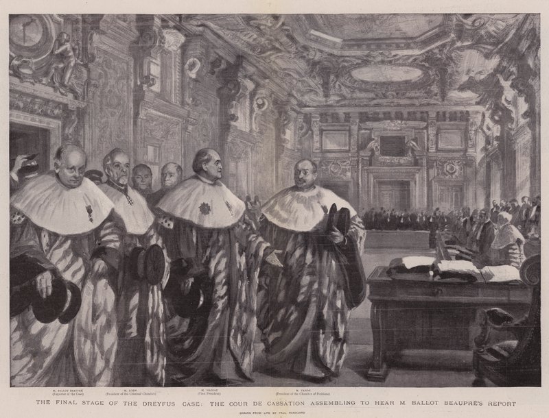 Dreyfus-tapauksen viimeinen vaihe, Cour de Cassation kokoontuu kuulemaan MY Ballot Beaupren raporttia tekijältä Charles Paul Renouard