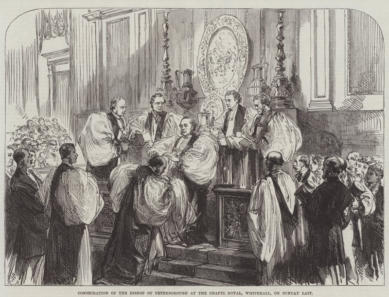 Peterboroughin piispan vihkiminen Chapel Royalissa, Whitehallissa, viime sunnuntaina tekijältä Sir John Charles Robinson