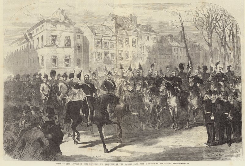 Kuningas Leopold II:n saapuminen Brysseliin, hänen vastaanottonsa Laekenin portilla tekijältä Sir John Charles Robinson