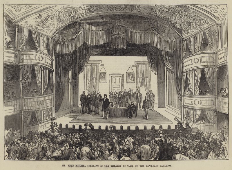 Herra John Mitchel puhumassa Corkin teatterissa Tipperaryn vaaleissa tekijältä Sir John Charles Robinson