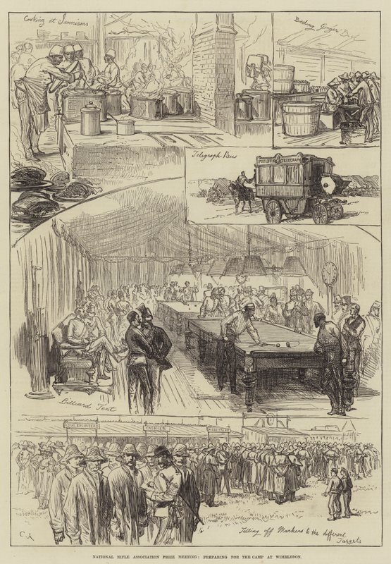 National Rifle Associationin palkintokokous, valmistautuminen Wimbledonin leiriin. tekijältä Sir John Charles Robinson
