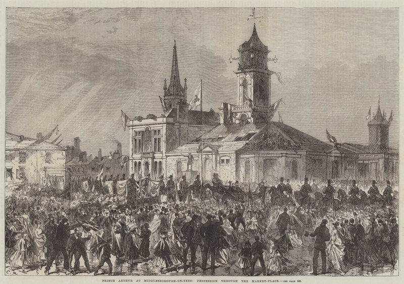 Prinssi Arthur Middlesborough-on-Teesissä, kulkue Market-Placin läpi tekijältä Sir John Charles Robinson