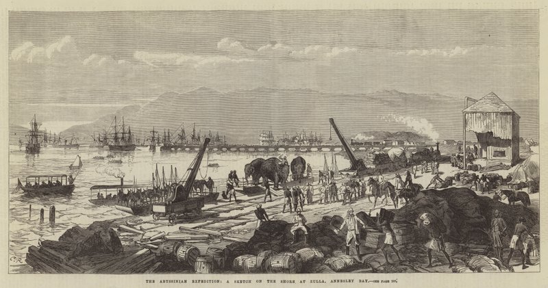 Abessinian retkikunta, luonnos rannalla Zullassa, Annesley Bayssa tekijältä Sir John Charles Robinson