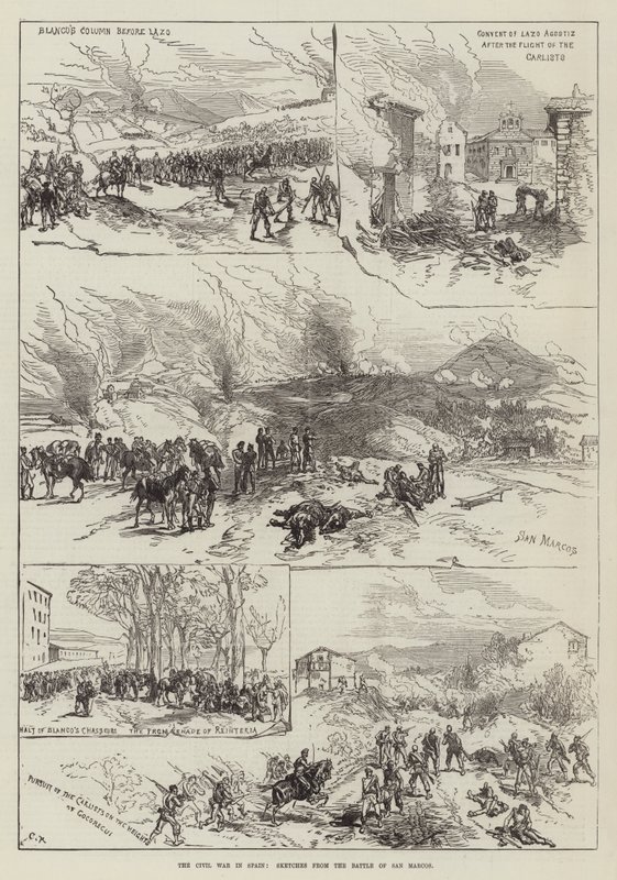 Sisällissota Espanjassa, luonnoksia San Marcosin taistelusta tekijältä Sir John Charles Robinson