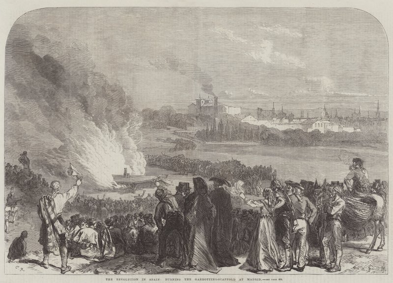 Vallankumous Espanjassa, Garrotting-telineen polttaminen Madridissa tekijältä Sir John Charles Robinson