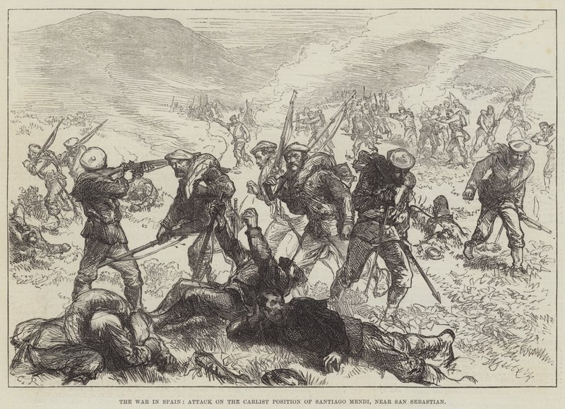 Sota Espanjassa, hyökkäys Santiago Mendin karlistiasemaa vastaan, lähellä San Sebastiania tekijältä Sir John Charles Robinson