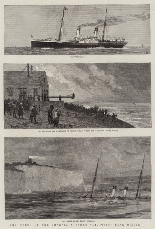 Kanaalihöyrylaiva Victorian hylky Dieppen lähellä tekijältä Charles William Wyllie