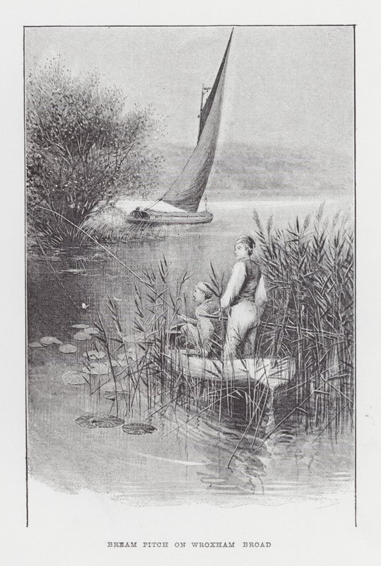 Kalastus: Bream Pitch on Wroxham Broad (litho) tekijältä Charles (after) Whymper