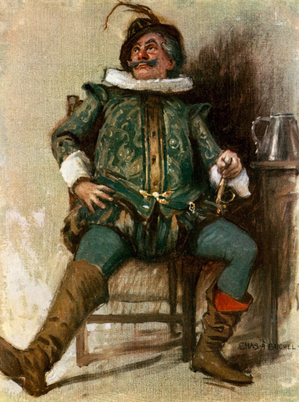 Kahdestoista yö: Sir Toby Belch, herra Lionel Brough (värilitho) tekijältä Charles A. Buchel