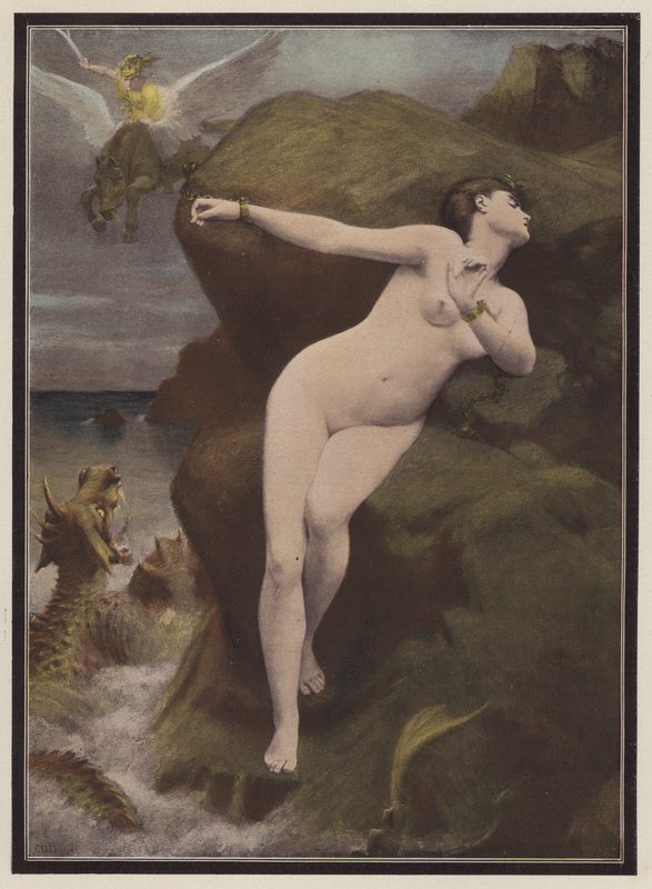 Andromeda (väri litho) tekijältä Charles Alexandre Coessin de la Fosse