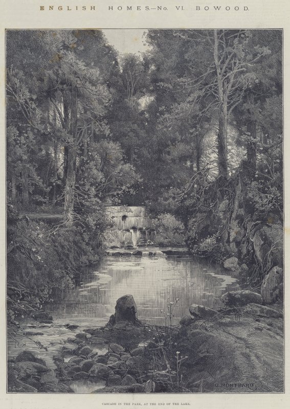 English Homes, Bowood, Cascade in the Park, End of the Lake tekijältä Charles Auguste Loye
