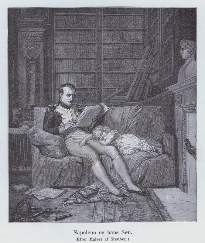 Napoleon I ja hänen poikansa (litho) tekijältä Charles Auguste Steuben