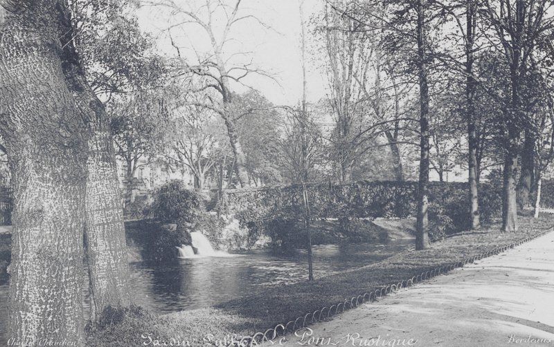 Bordeaux: Jardin-Public, maalaismainen silta (s/w-kuva) tekijältä Charles Chambon