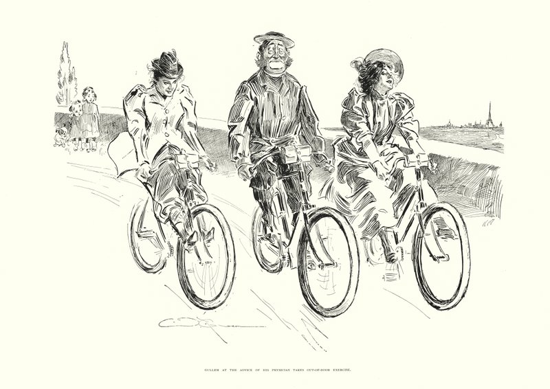 Gullem ryhtyy lääkärin kehotuksesta ulkoilemaan (litografia). tekijältä Charles Dana Gibson