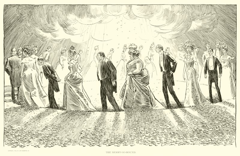 Kuvitus Social Ladderille tekijältä Charles Dana Gibson