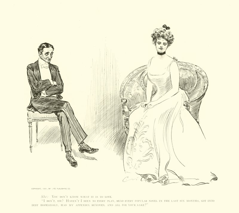 Kuvitus Social Ladderille tekijältä Charles Dana Gibson